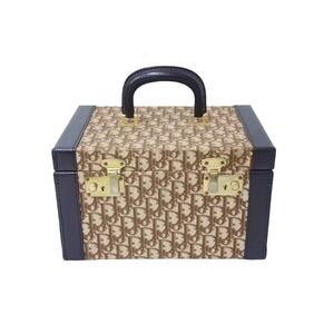 Christian Dior Vanity Trunk Canvas Leather Beige Tan Brown Gold